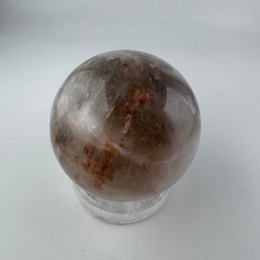 Polished Garden quartz with fire quartz inclusions quartz sphere
